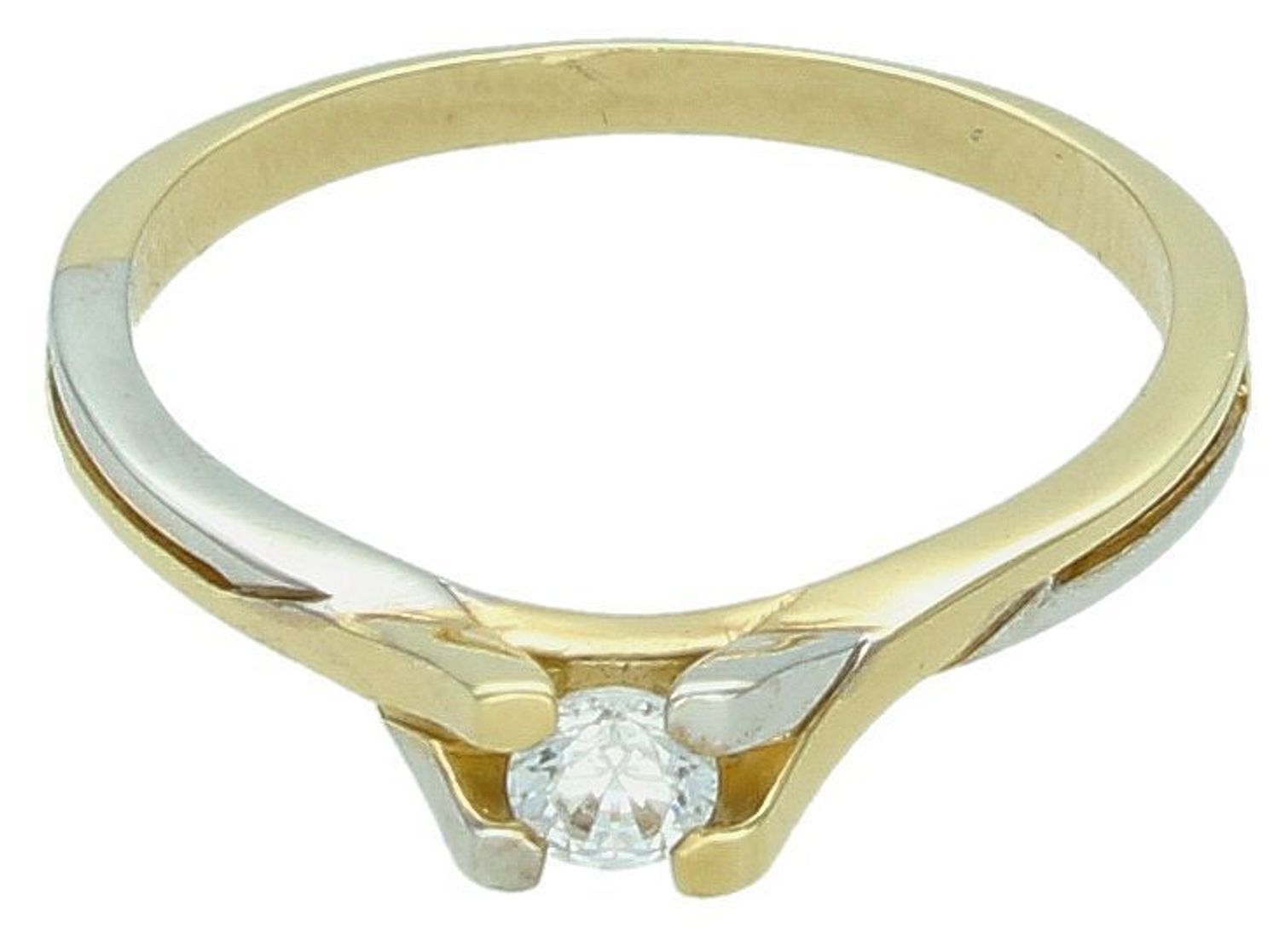 Pierścionek złoty 585 białe złoto i widoczna cyrkonia PI 1957A Przepiękny złoty  pierścionek, który został ozdobiony uwydatnioną błyszczącą cyrkonią. Delikatny pierścionek sprawdzi się zarówno1.jpg